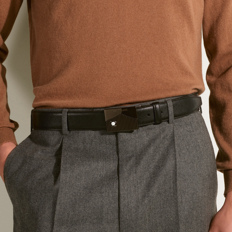 Black 35&nbsp;mm leather belt - 2