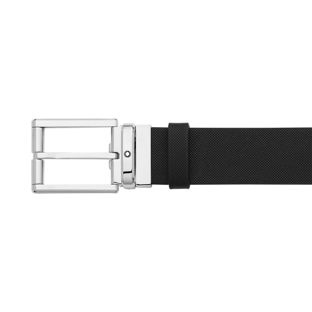 Black 35 mm leather belt - 3