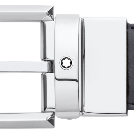 Horseshoe buckle black/brown 30 mm reversible leather belt