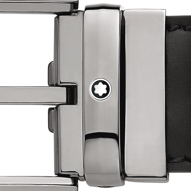 Horseshoe buckle black  35 mm leather belt - 3