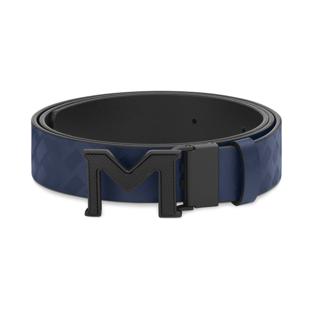 M buckle Extreme 3.0 blue/plain black 35 mm reversible leather belt - 1