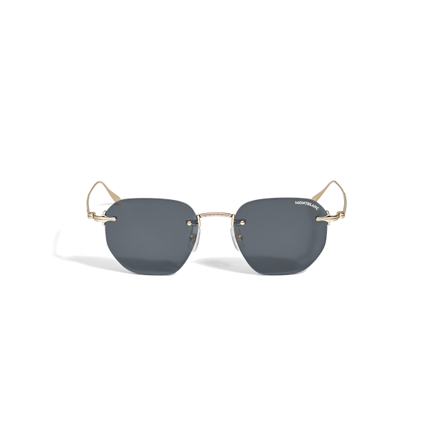 Round Sunglasses with Gold Colored Metal Frame - 1