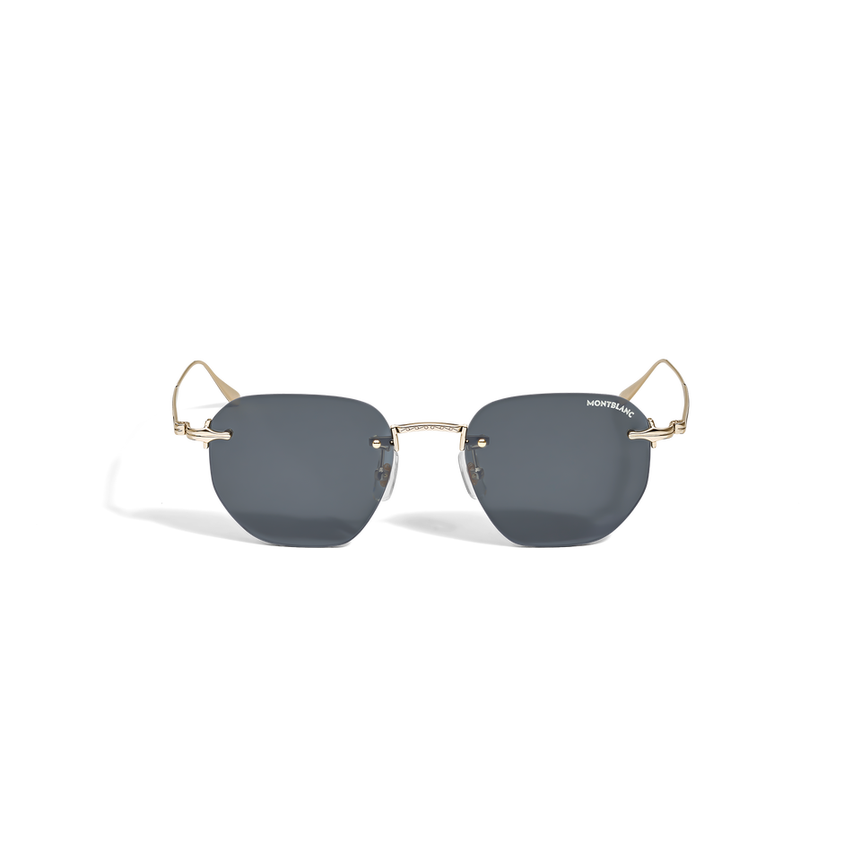 Round Sunglasses with Gold Colored Metal Frame - 1
