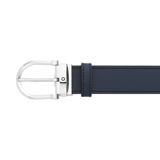 Horseshoe buckle black/blue 35 mm reversible leather belt