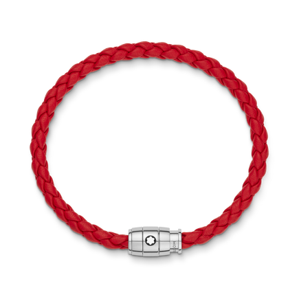 Bracelet Steel 3 rings closing and Red leather