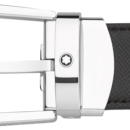 Horseshoe buckle black/brown 30 mm reversible leather belt