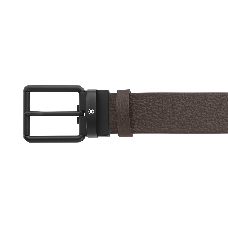 Brown/black 35 mm reversible leather belt - 5