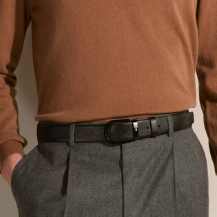 Horseshoe buckle black 35&nbsp;mm leather belt