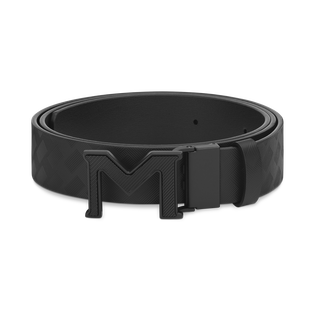 M buckle Extreme 3.0 black/plain black 35 mm reversible leather belt
