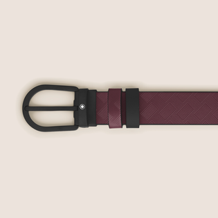 Horseshoe buckle cassis/black 30mm reversible leather strap