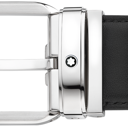 حزام جلدي أسود، عرضه 35 مم