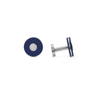 Round Cufflinks in Stainless Steel with Blue Resin