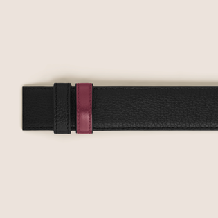 Black/cassis 35mm reversible leather belt