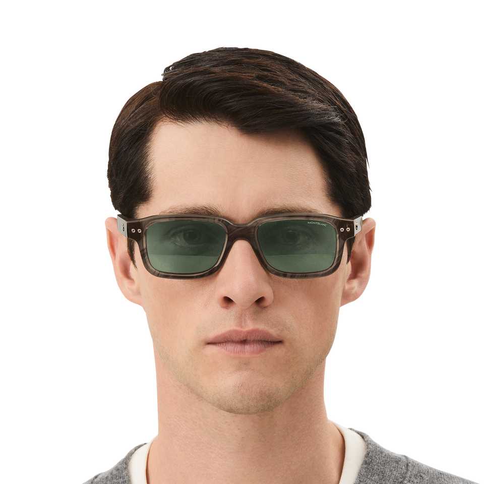 Rectangular Sunglasses with Havana Coloured Acetate Frame - 5