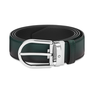 Horseshoe buckle sfumato British green 35mm leather belt