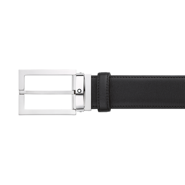 Black 35 mm leather belt - 4