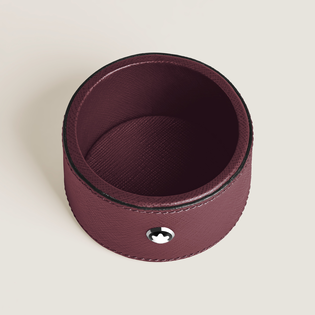 Round Desk tray in Cassis Leather (Small)