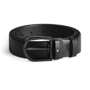 Horseshoe buckle black 35&nbsp;mm leather belt