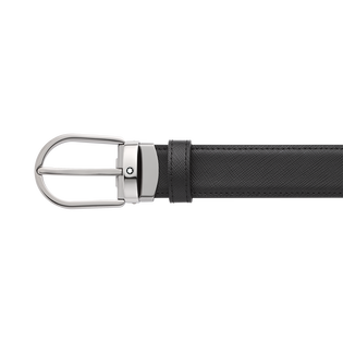 Horseshoe buckle black/blue 30 mm reversible leather belt