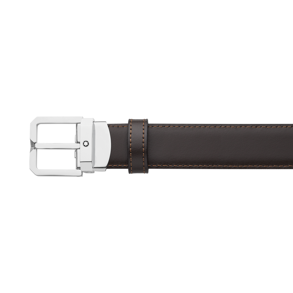 Black/brown 30&nbsp;mm reversible leather belt - 4