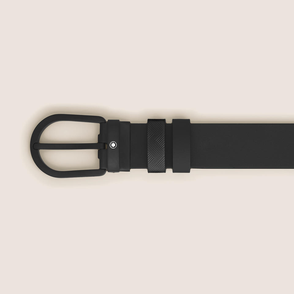 Horseshoe Buckle Black/Black 30&nbsp;mm Reversible Leather Strap - 2