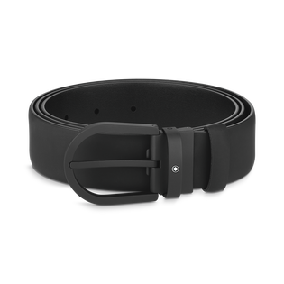 Horseshoe buckle black 35 mm leather belt