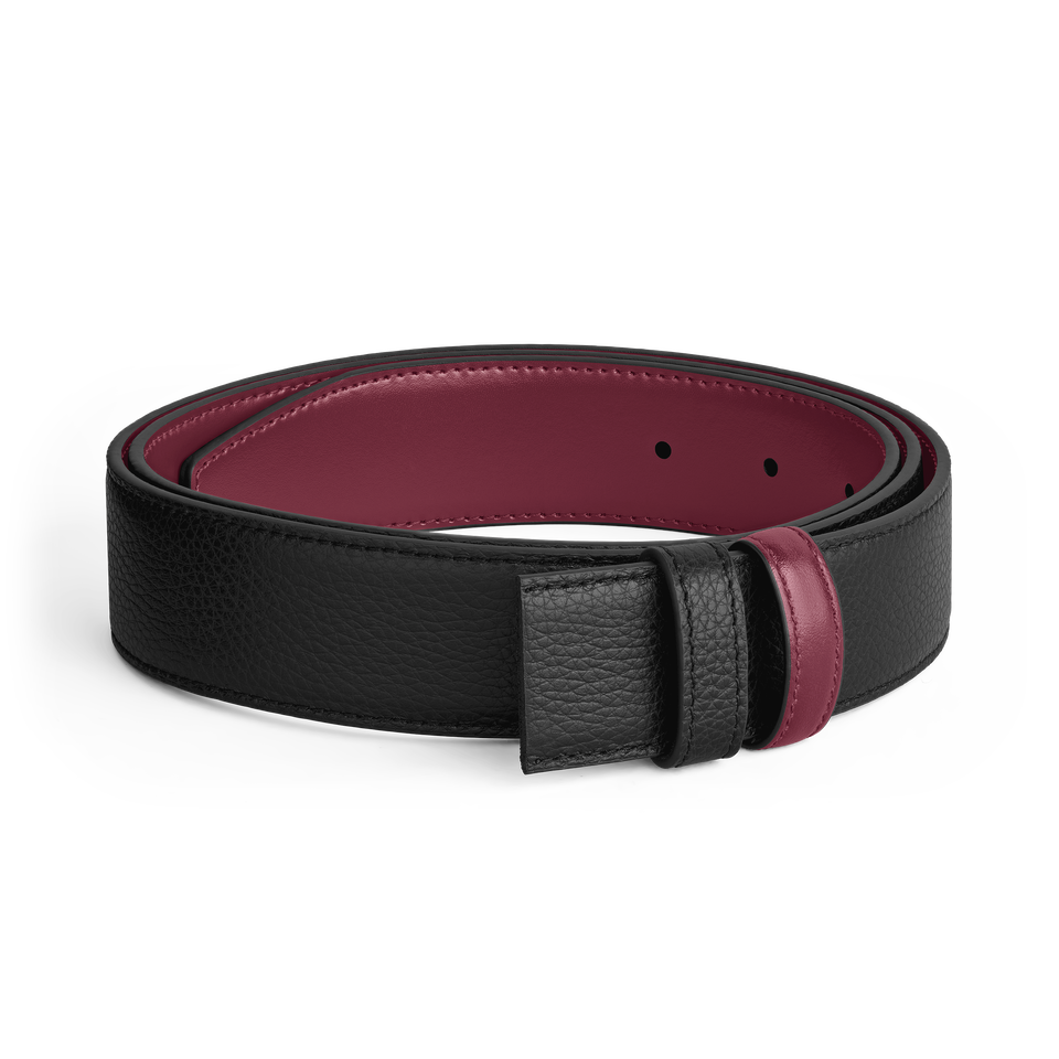 Black/cassis 35mm reversible leather belt - 1