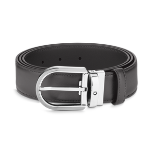 Horseshoe buckle grey 35 mm leather belt