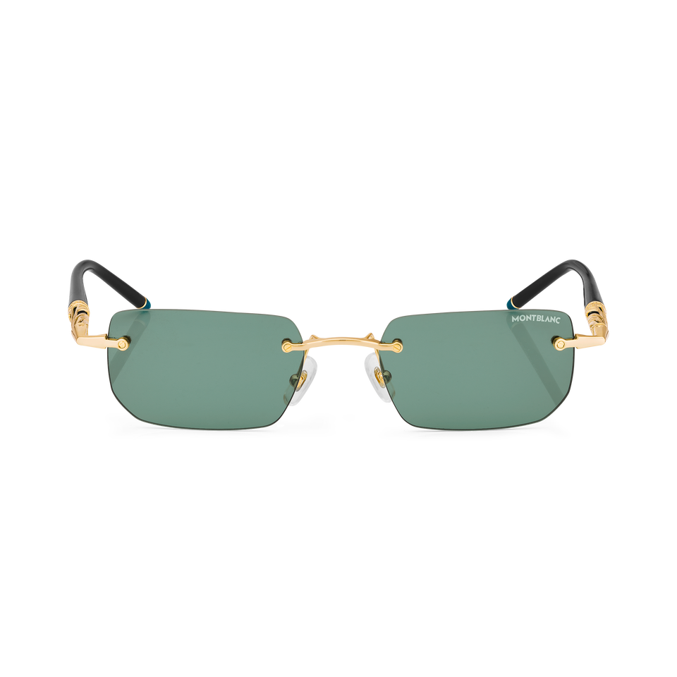 Rectangular Sunglasses with Gold Coloured Metal Frame - 1