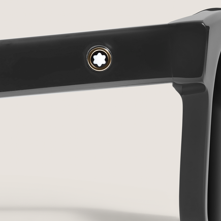 Rectangular Sunglasses with Black Colored Acetate Frame