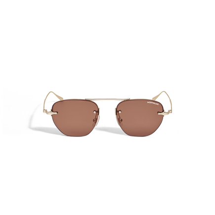 Oval Sunglasses with Gold Colored Metal Frame