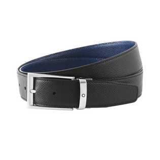 Black/blue 35 mm reversible leather belt