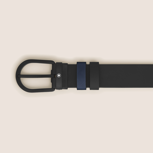 Horseshoe Buckle Ink Blue/Black 30&nbsp;mm Reversible Leather Strap