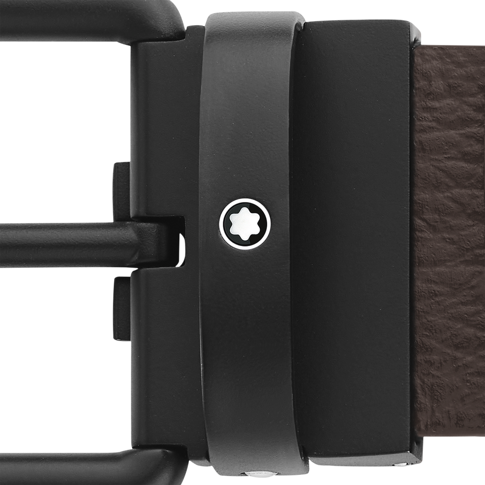 Brown/black 35 mm reversible leather belt - 3