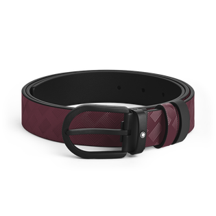 Horseshoe buckle cassis/black 30mm reversible leather strap