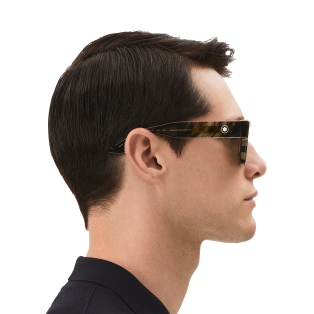 Rectangular Sunglasses with Melange Coloured Acetate Frame - 7