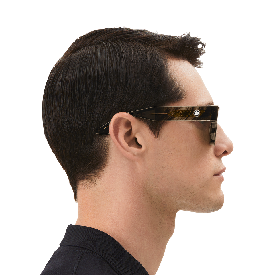 Rectangular Sunglasses with Melange Coloured Acetate Frame - 7