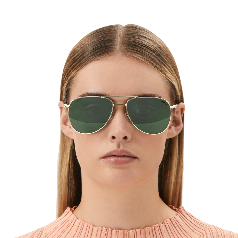 Squared Sunglasses with Gold Coloured Metal Frame - 4