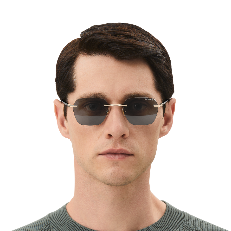 Squared Sunglasses with Gold Coloured Metal Frame - 4