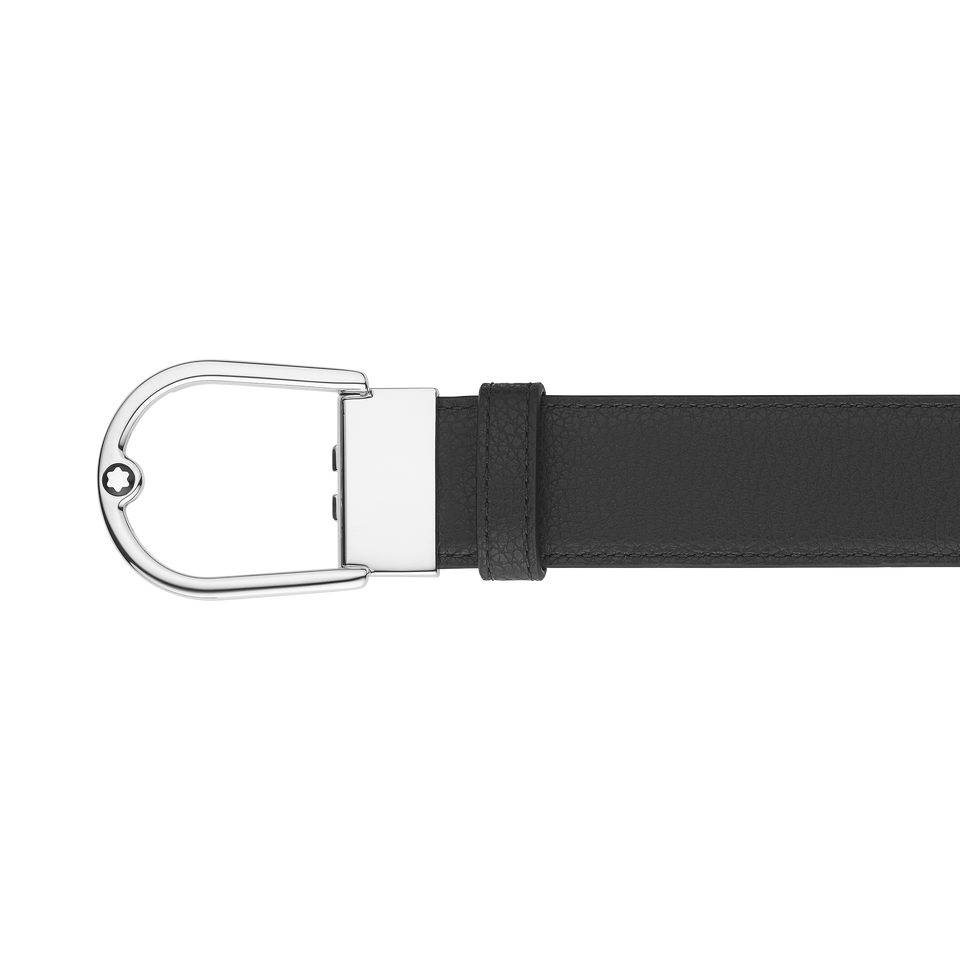Horseshoe buckle grainy caramel/black 35mm reversible leather belt - 4