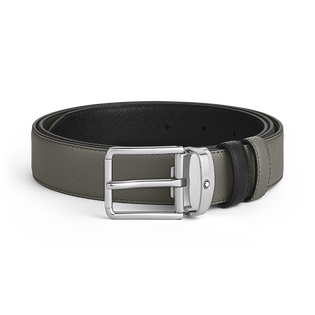 Medium grey/black 30 mm reversible leather strap