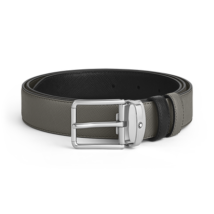 Medium grey/black 30 mm reversible leather strap