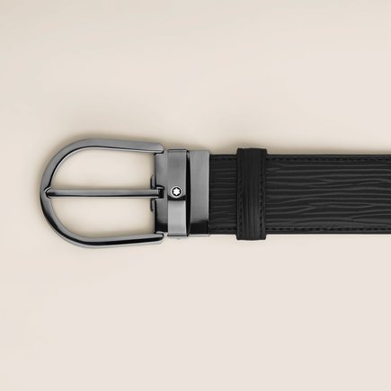 Horseshoe Buckle Black 35 mm Leather Belt