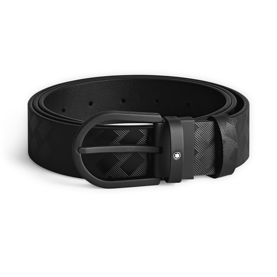 Horseshoe buckle black 35&nbsp;mm leather belt - 1