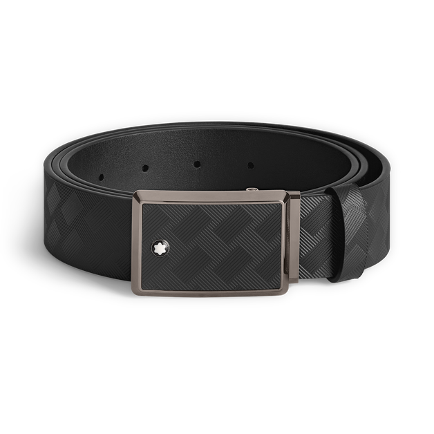 Black 35 mm leather belt - 1