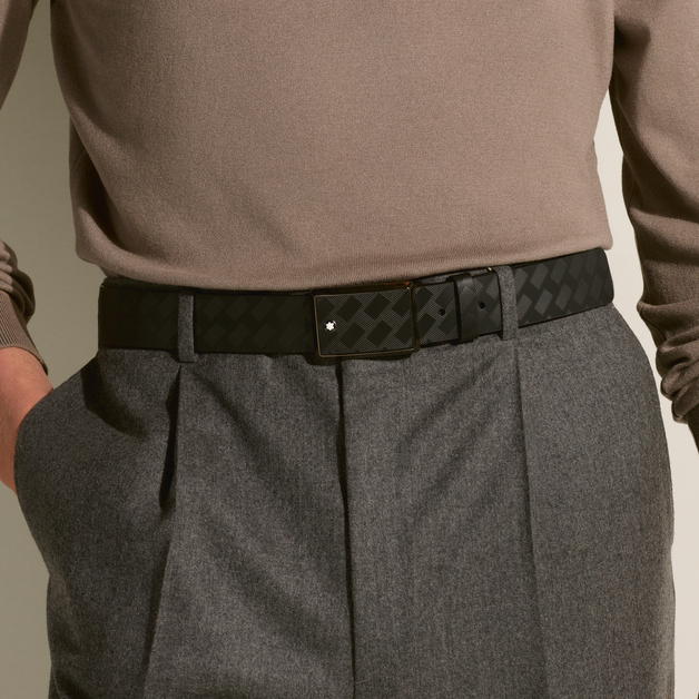 Black 35 mm leather belt - 2