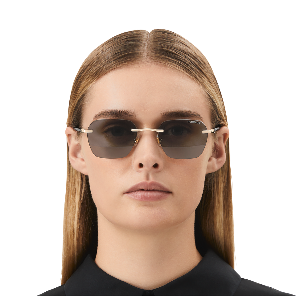 Squared Sunglasses with Gold Coloured Metal Frame - 3
