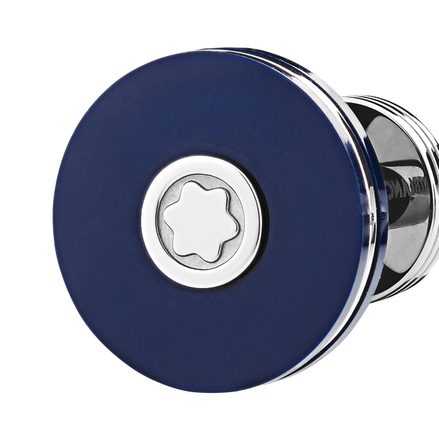 Round Cufflinks in Stainless Steel with Blue Resin - 3