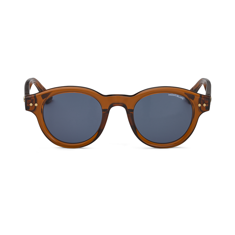 Round Sunglasses with Brown Coloured Acetate Frame - 1