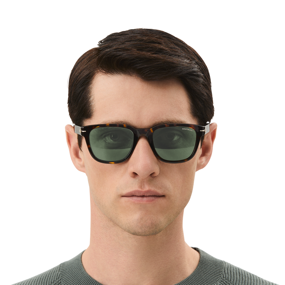 Squared Sunglasses with Havana Coloured Acetate Frame (S) - 4